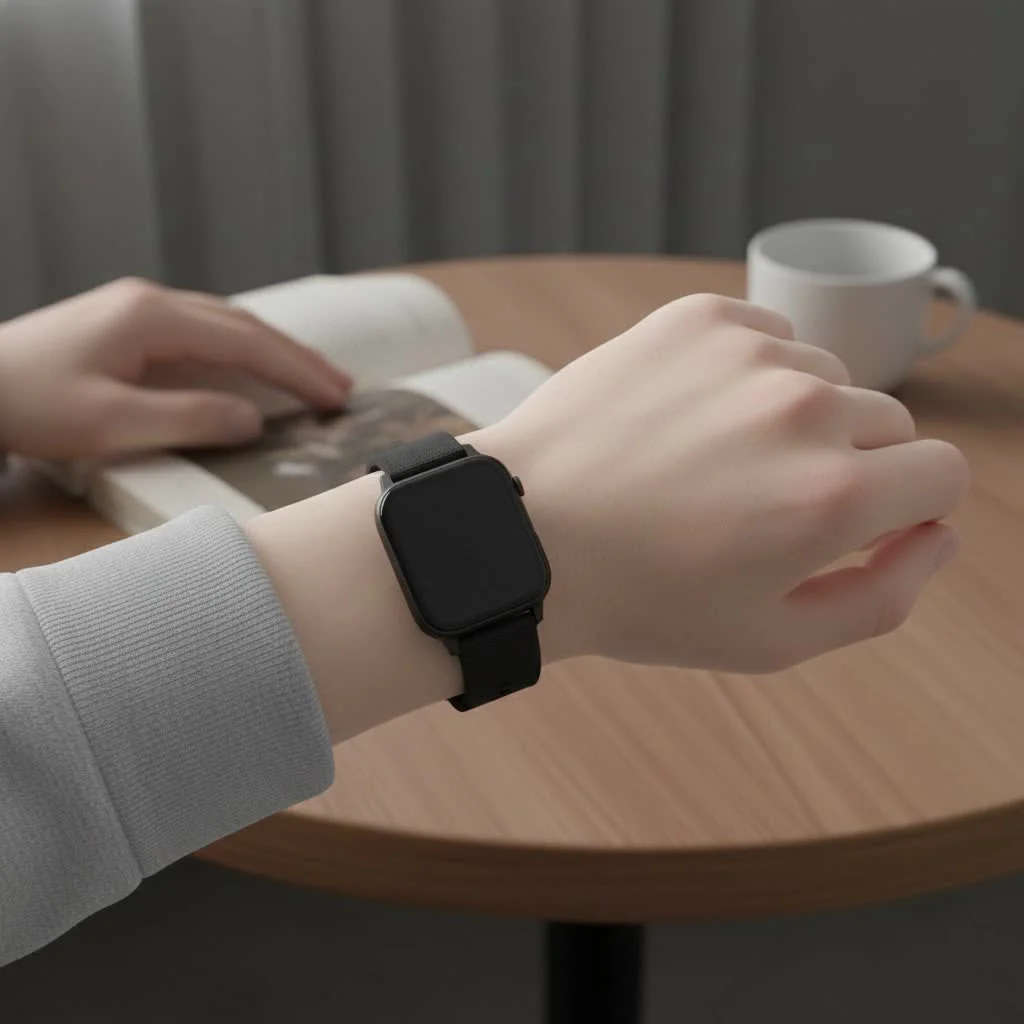 Person looking at a smartwatch on their wrist