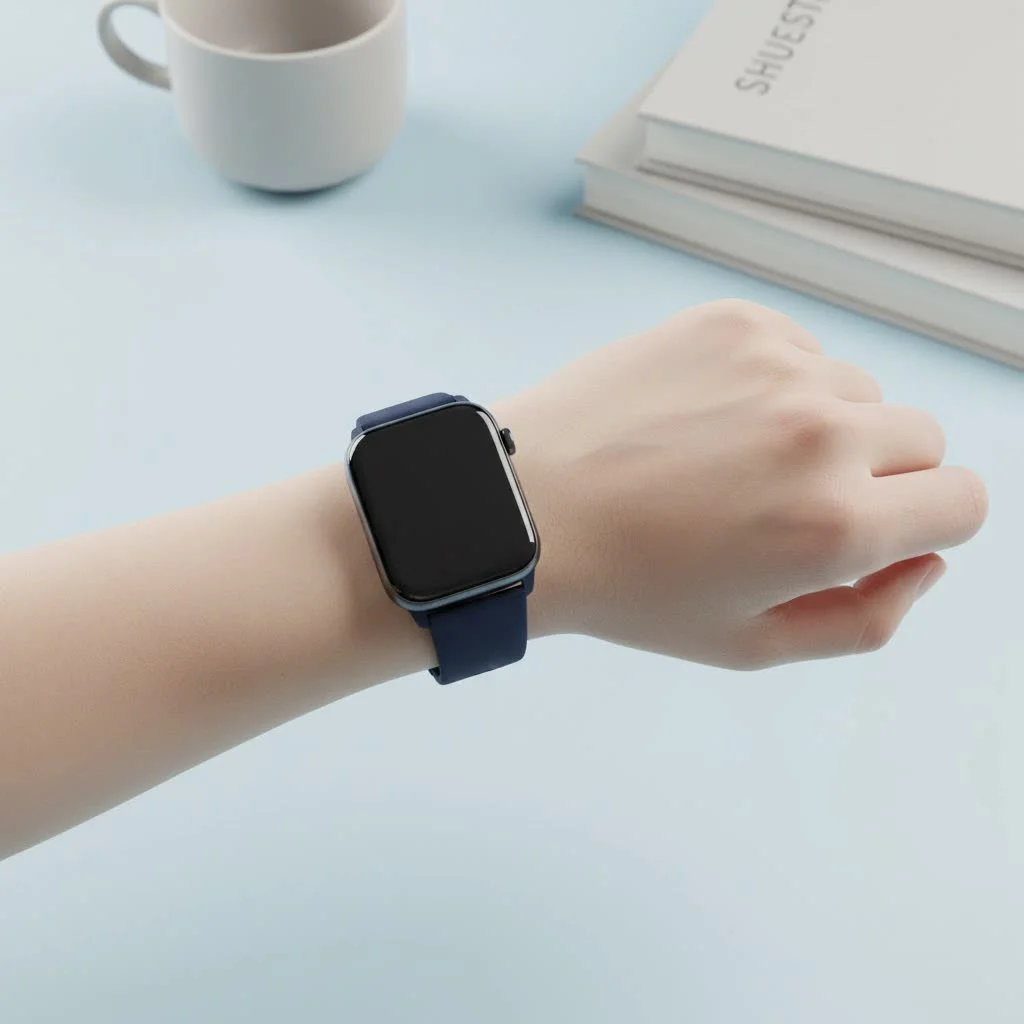 Apple Watch Series 9 on a wrist displaying time and activity rings