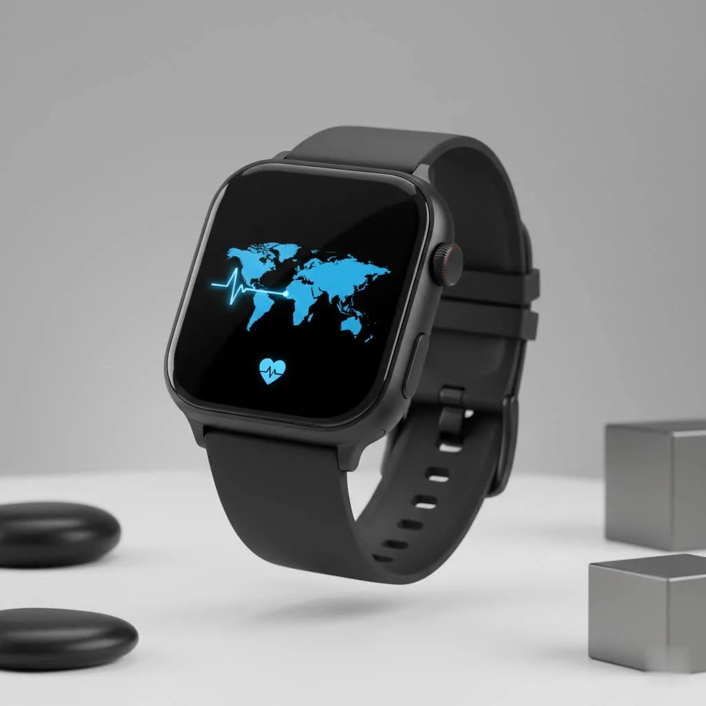 Elegant woman wearing a stylish smartwatch