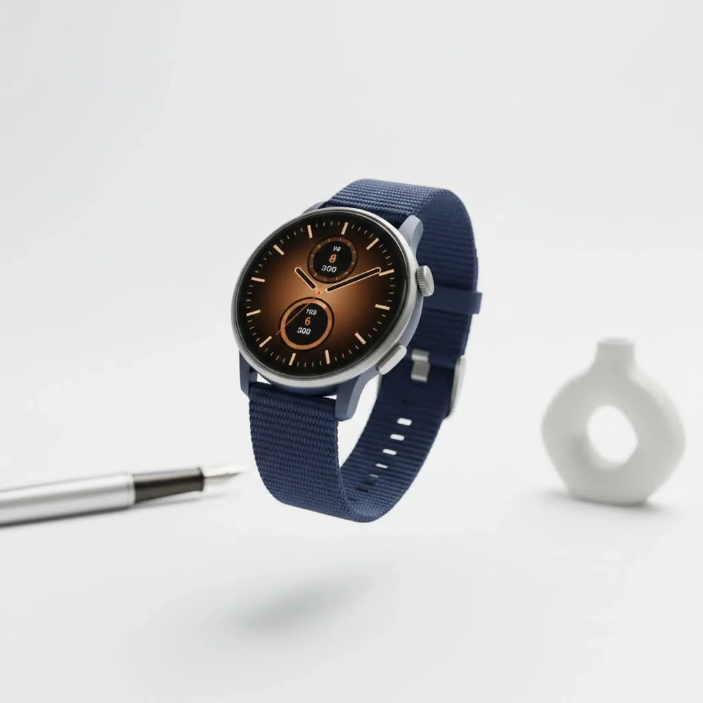 Elderly woman wearing a smartwatch with fall detection