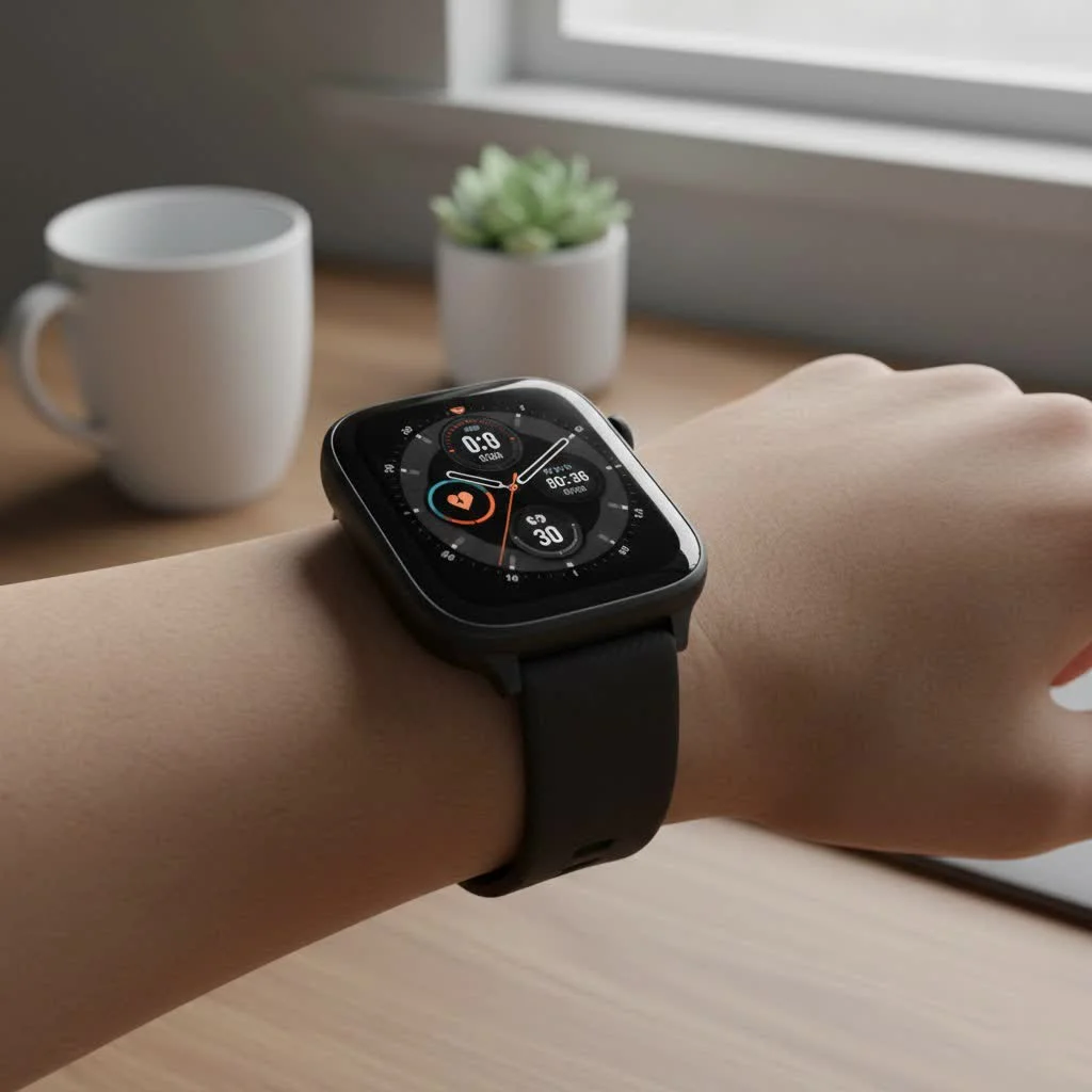 Michael Kors MK smart watch with a sleek, metallic design