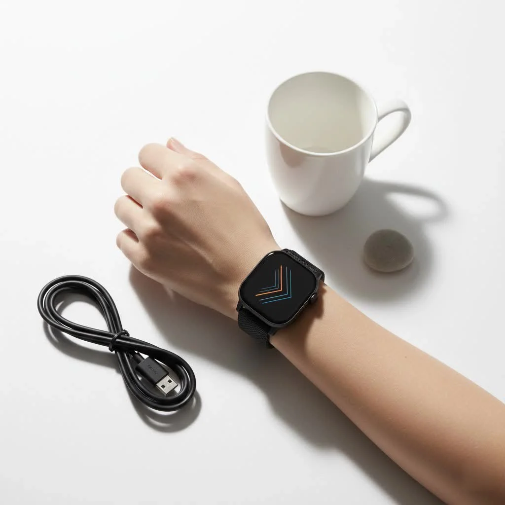 Lige smartwatch with a sleek black strap and digital display